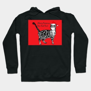 Merry Catsmus You Cool Cat Red Chistmas Tabby Hoodie